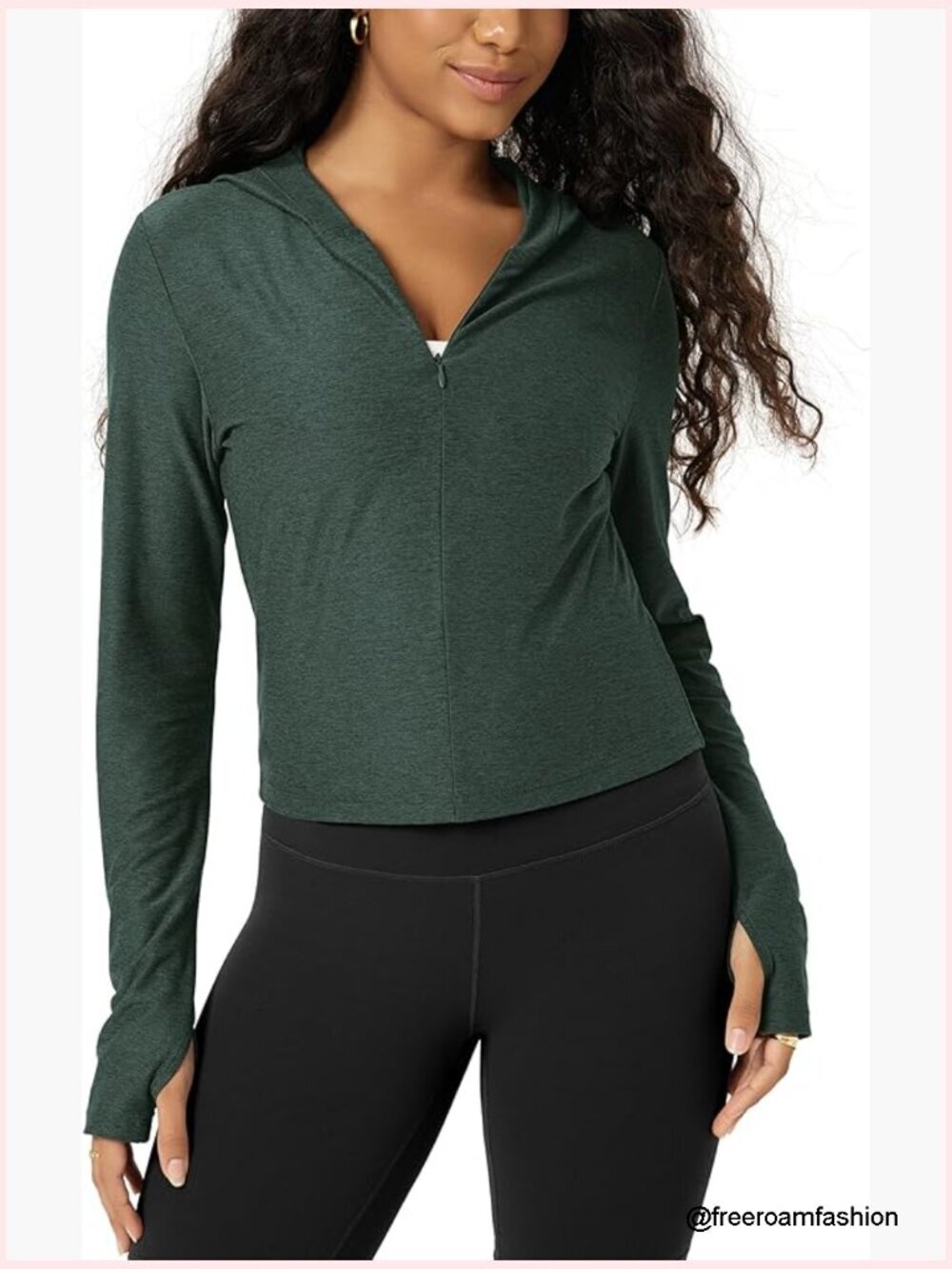 Half-Zip Crop Hoodie - Ultra Soft Performance Pullover with Thumb Holes